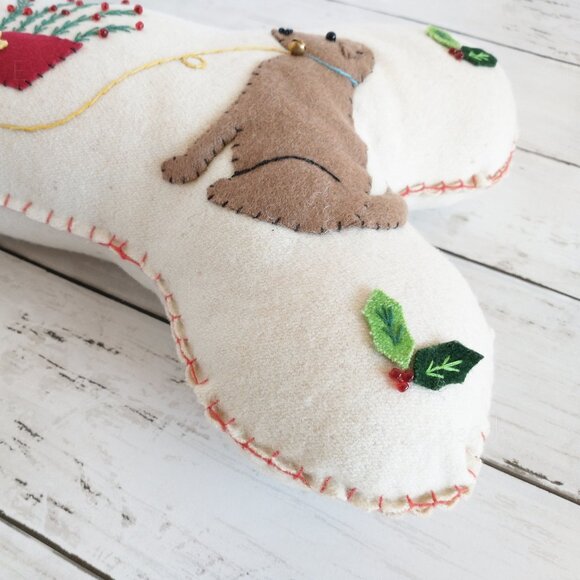 Sturbridge Yankee Holiday Dog Bone Pillow Vintage Christmas Wall Hanging Fabric - Picture 9 of 11